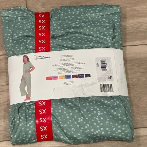 Flora Nikrooz Short Sleeve 2-Piece Pajama Set Women’s XS Green Dot Print - Picture 2 of 3